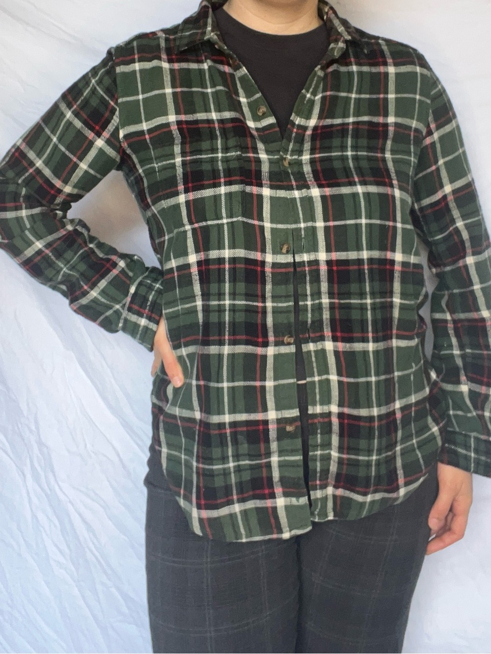 American Eagle Green Plaid Flannel Shirt